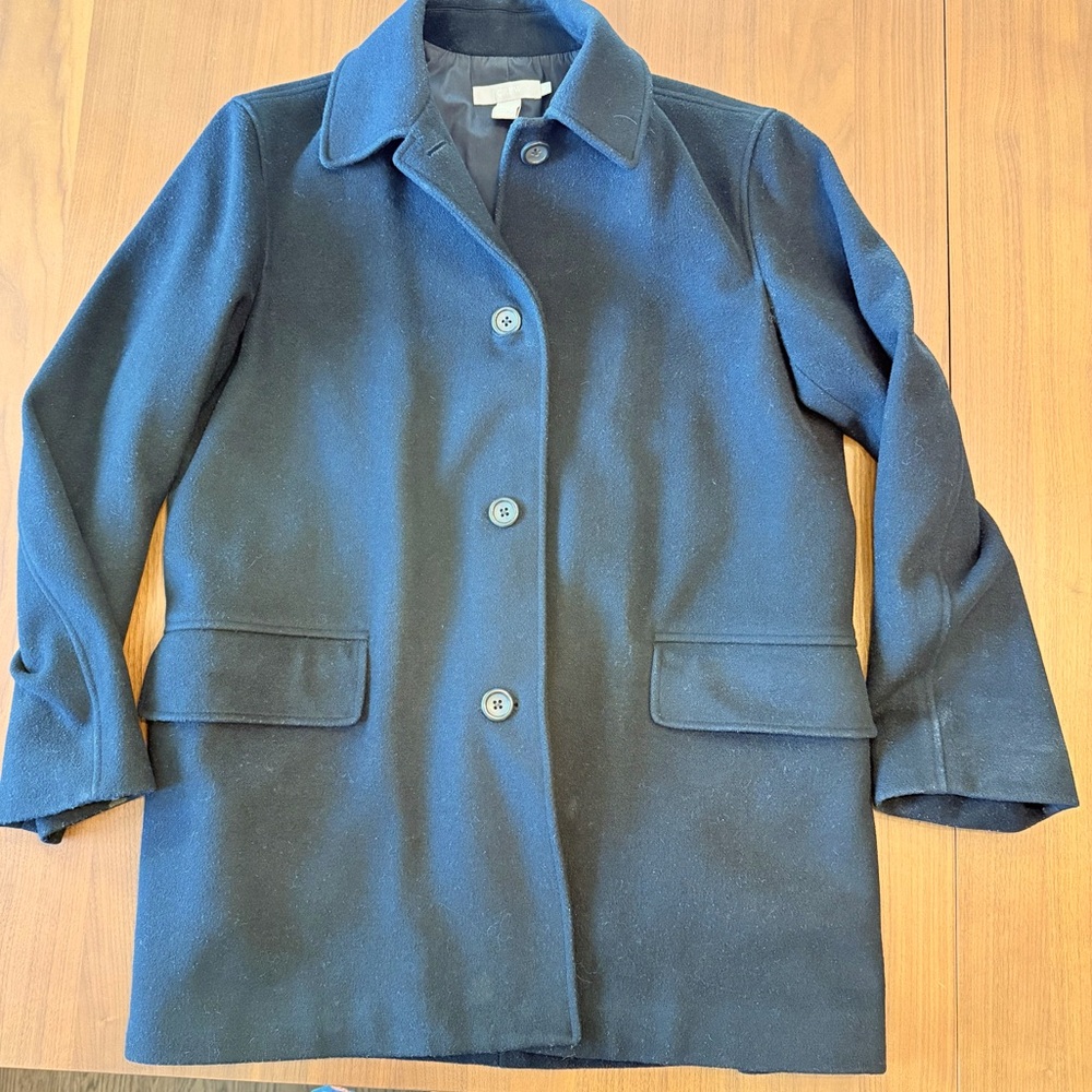 J Crew Black Wool/Cashmere Car Coat Women’s M Classic Preppy *B*